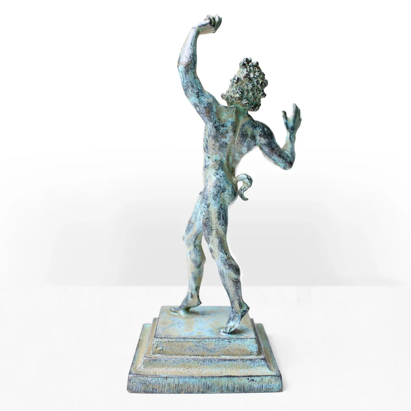 Statuette Faune dansant - sculpture de Pompéi - bronze vert