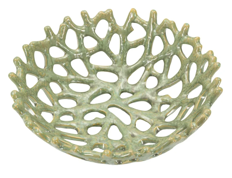 Bol décoratif vert en forme de corail – Bol décoratif moderne