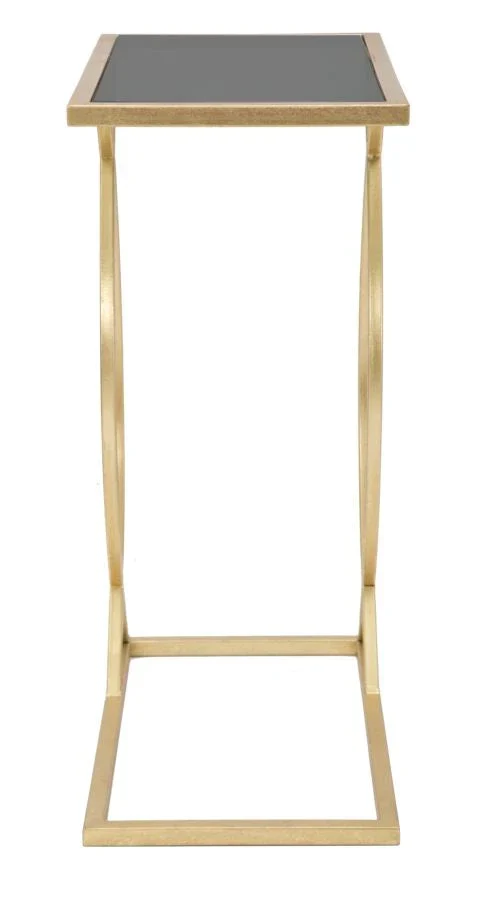 Table de canapé géométrique en métal et verre doré
