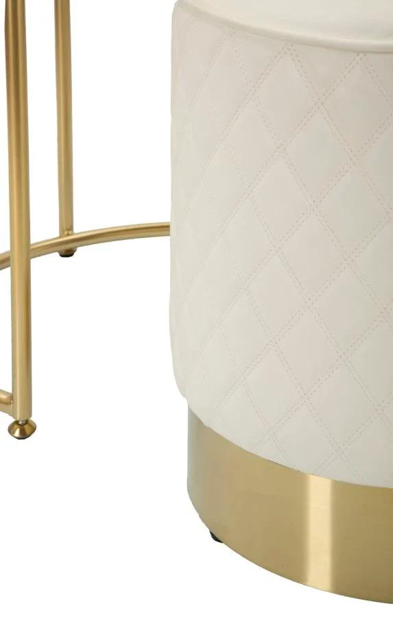 Table de chevet haute blanche avec tabouret – Ensemble moderne Sharon avec plateau en marbre