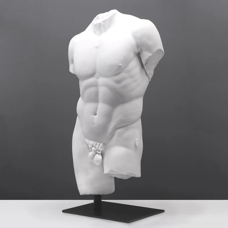 Torse de mâle - grande sculpture en marbre blanc
