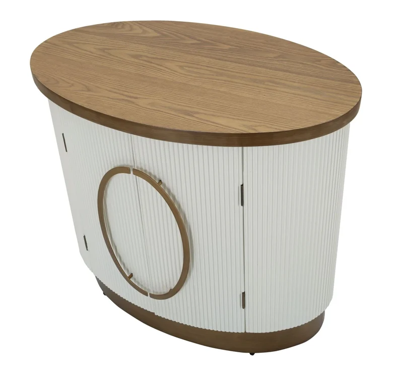 Armoire blanche à 2 portes avec accents en bois – Tolosa Collection