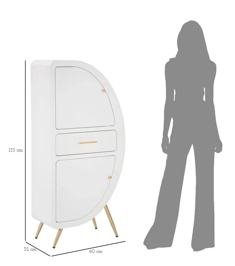 Armoire blanche à 2 portes avec pieds en bois – Meuble de rangement Venus