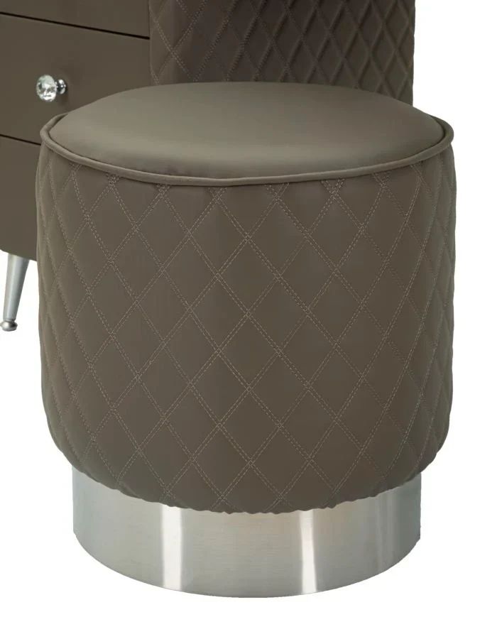 Bureau de lit gris avec tabouret et pieds argentés – Sharon Modern Style avec plateau en marbre