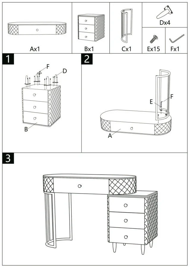 Bureau de lit gris avec tabouret et pieds argentés – Sharon Modern Style avec plateau en marbre