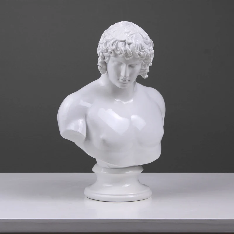 Buste d'Antinoüs (statue en résine blanche)