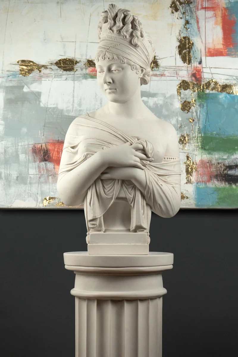 Colonne cannelée pour buste – Socle décoratif classique blanc