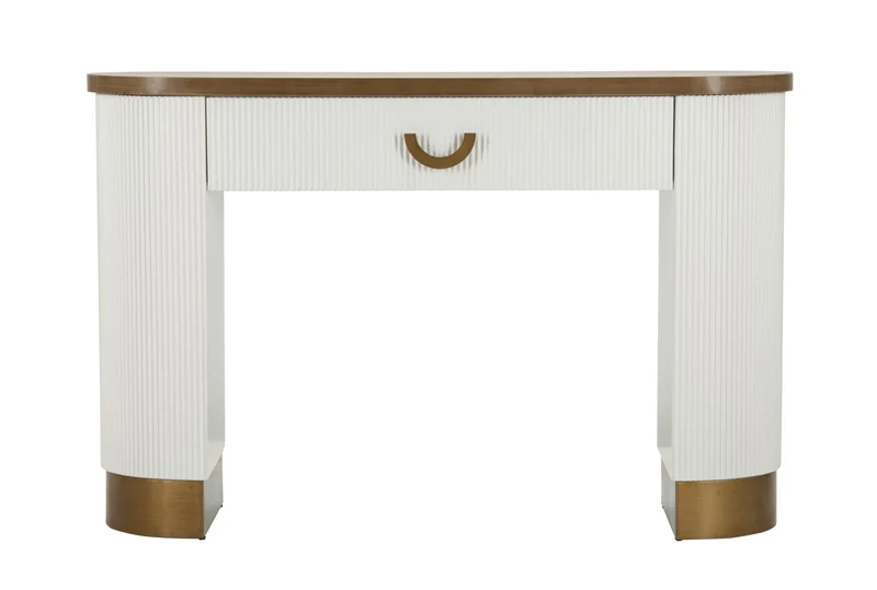Console blanche avec accents en bois – Tolosa Modern Entryway
