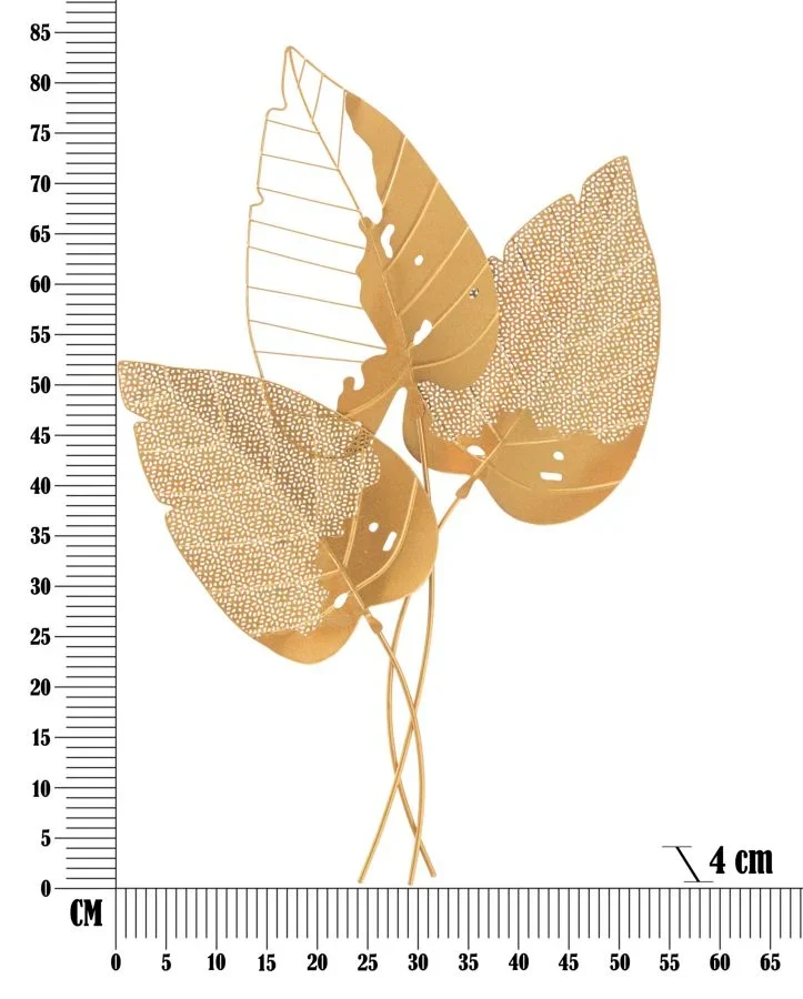 Décoration murale avec triple feuille dorée
