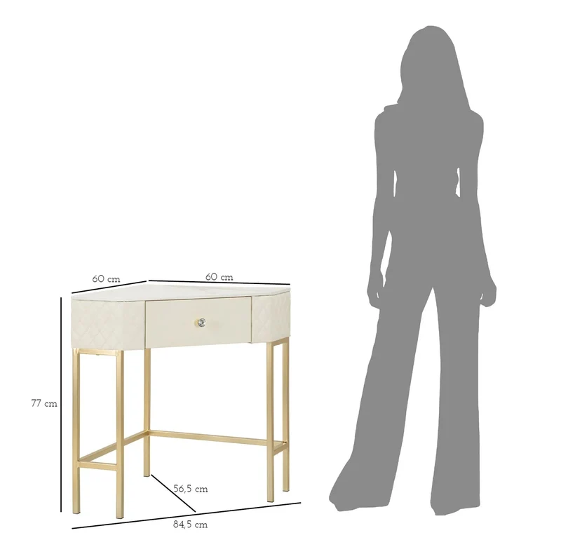 Console blanche avec cadre doré – Angie Design élégant avec plateau en marbre