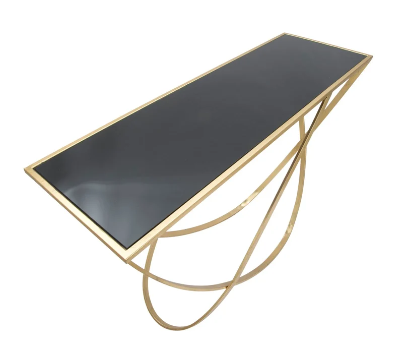 Console en verre avec piètement en métal doré – Table d'entrée moderne