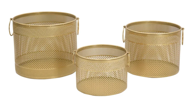 Ensemble de 3 supports de vase en métal doré