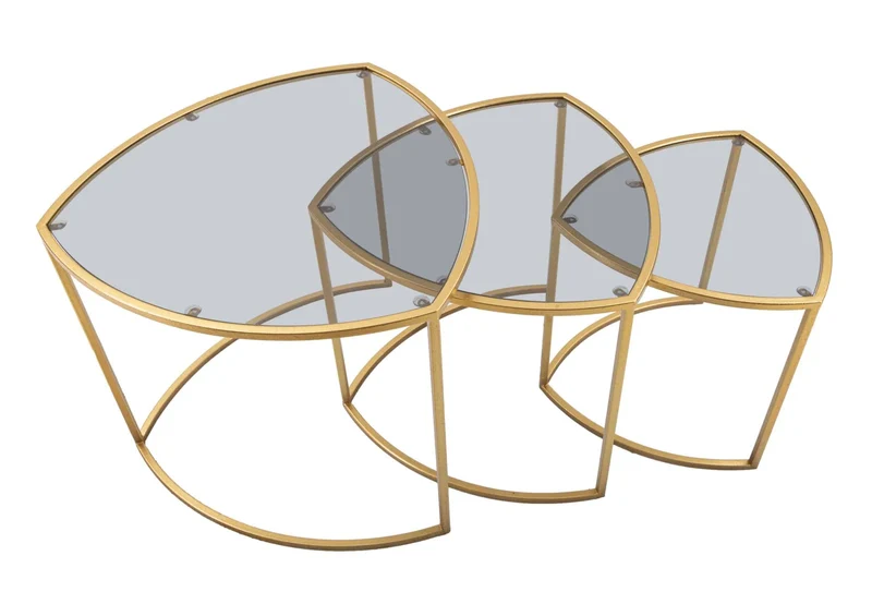Ensemble de 3 tables basses gigognes avec plateau triangulaire – Style moderne