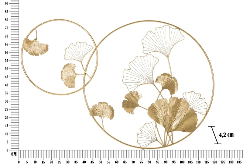 Décoration murale en fleurs dorées dans un cadre rond