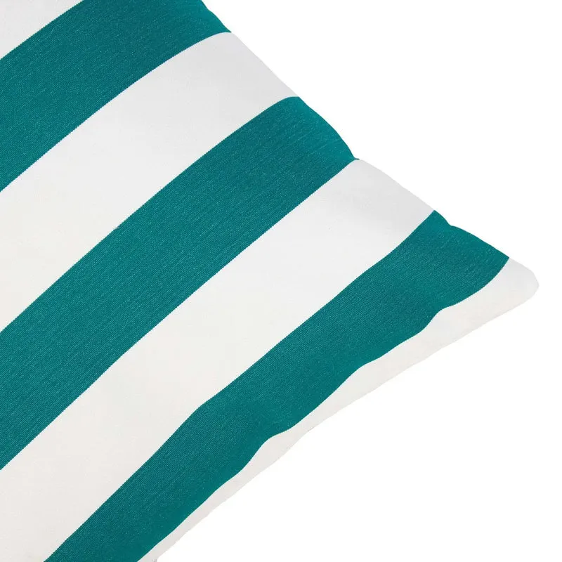 Coussin d’Extérieur Vert Pétrole à Rayures Verticales (Style Club)