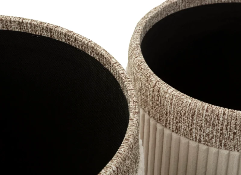 Lot de 3 poufs de rangement rembourrés crème – Collection Curtain