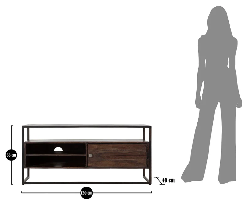 Meuble TV en bois avec structure en métal – Meuble multimédia Burn