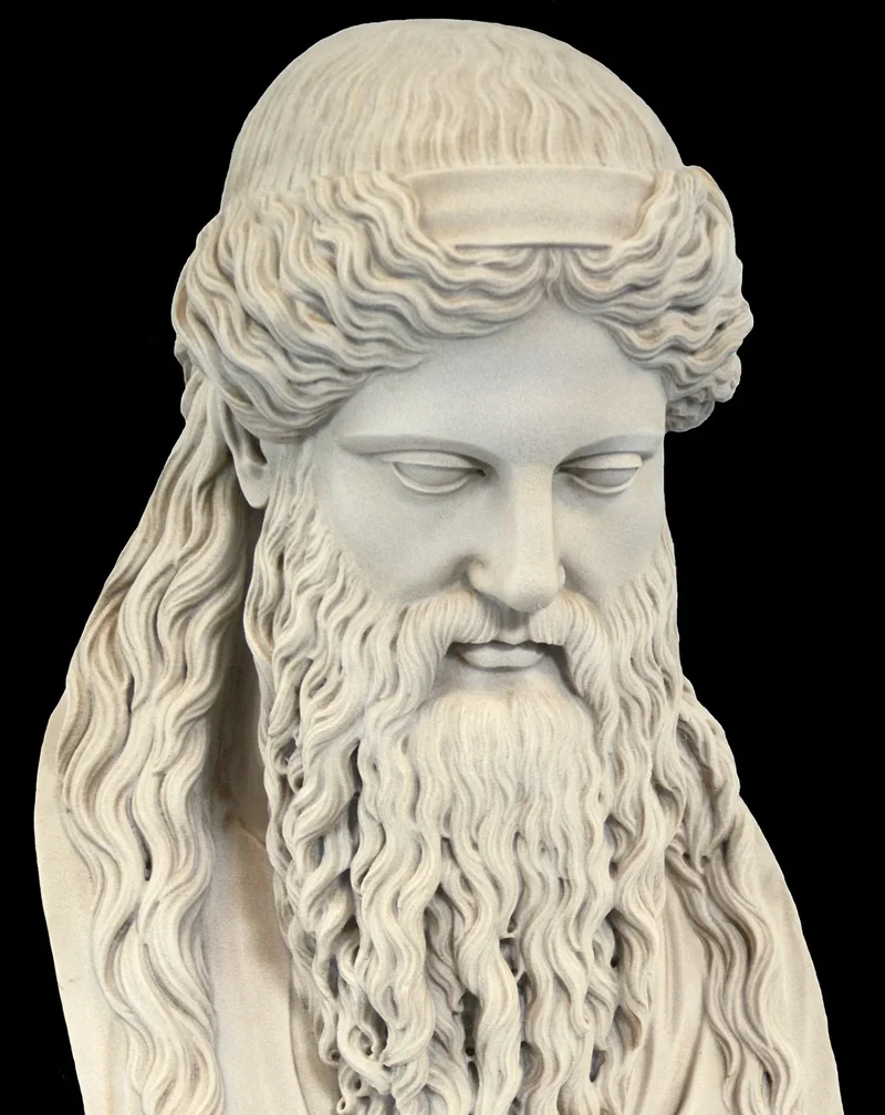 Buste de Dionysos - grande sculpture en marbre blanc