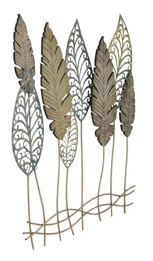 Décoration murale en forme de feuille métallique