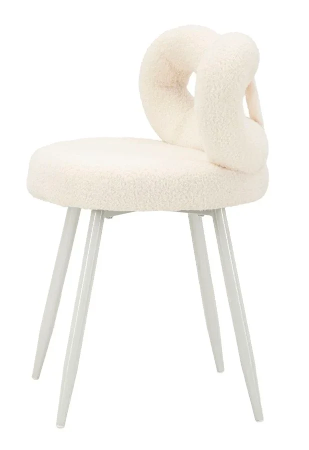 Mini-fauteuil rembourré blanc avec pieds en métal – Fauteuil d'appoint Ilary