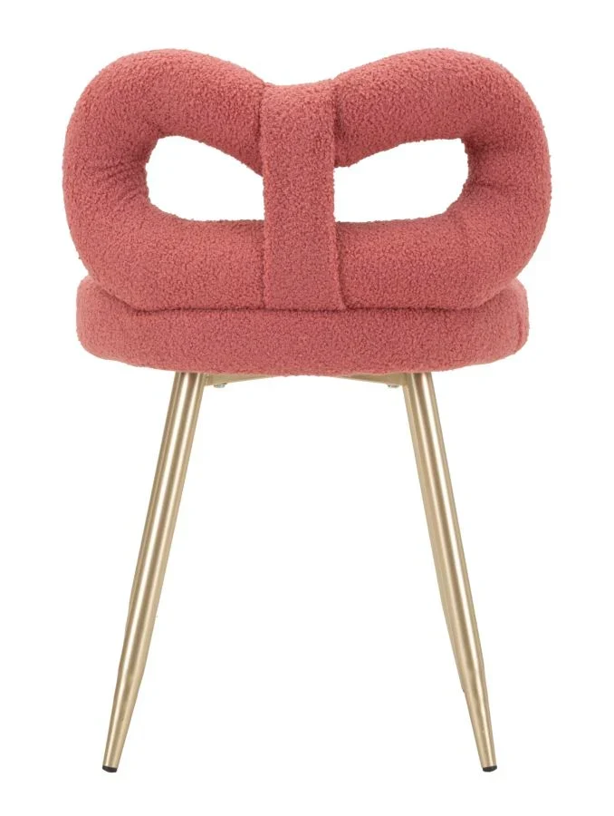 Mini-fauteuil rembourré rose avec pieds en métal – Fauteuil d'appoint Ilary