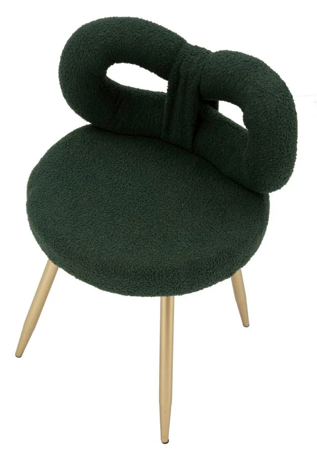 Mini-fauteuil rembourré vert avec pieds en métal – Fauteuil d'appoint Ilary