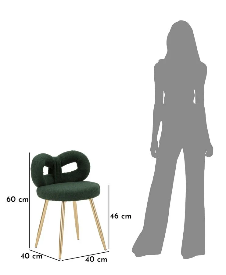 Mini-fauteuil rembourré vert avec pieds en métal – Fauteuil d'appoint Ilary