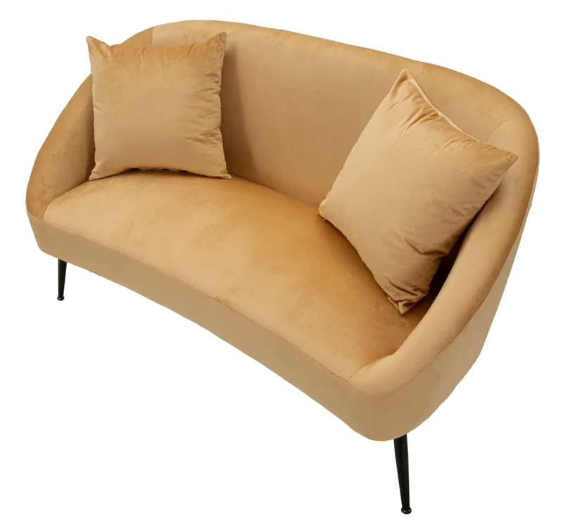 Canapé en velours beige avec coussins – Canapé 2 places Browy