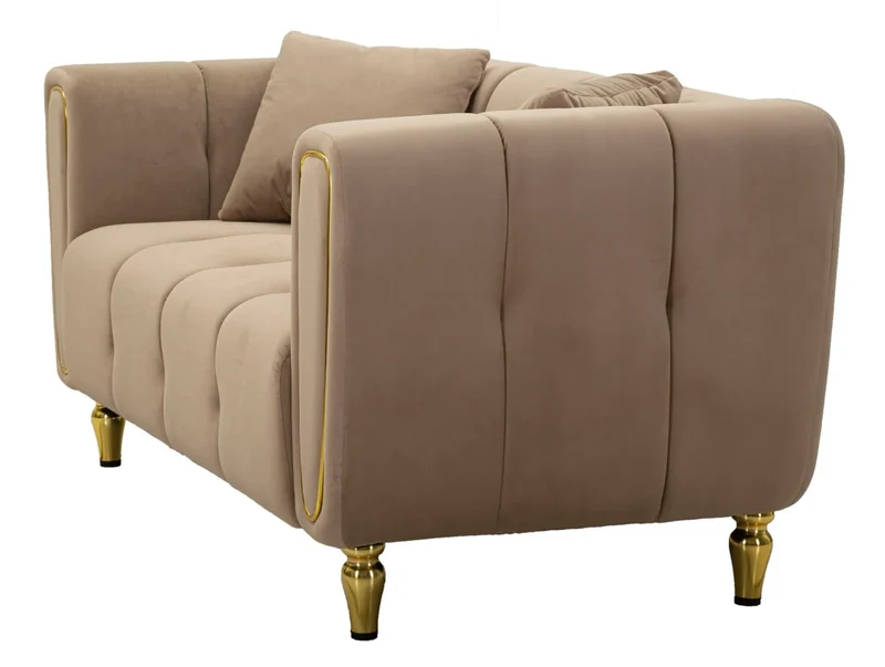 Canapé en velours gris avec coussins – Canapé 2 places Alma