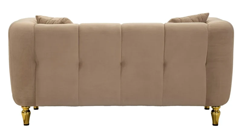 Canapé en velours gris avec coussins – Canapé 2 places Alma