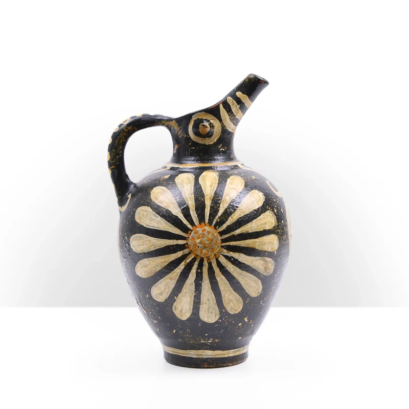 Cruche Style Kamares avec Peinture Florale Minoenne