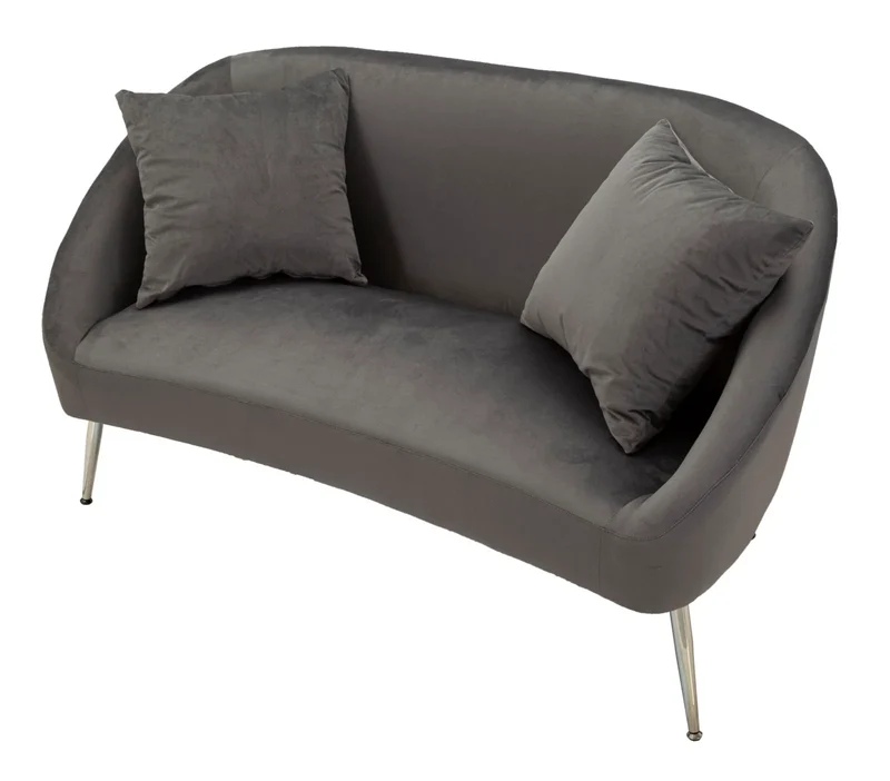 Canapé en velours gris graphite avec coussins – Canapé 2 places Silvery