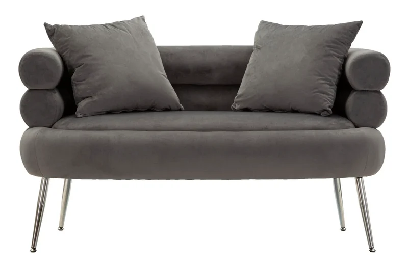 Canapé en velours gris graphite avec coussins – Canapé 2 places Silvery Plus