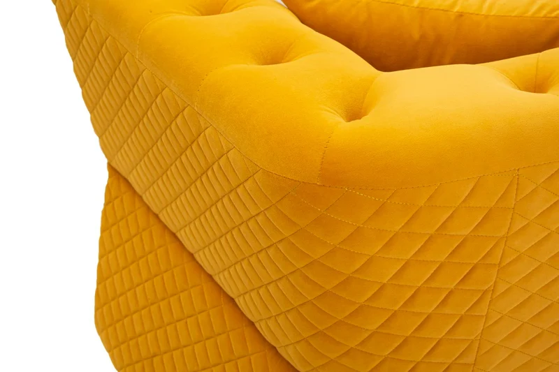 Canapé en velours moutarde avec coussins – Canapé 2 places Emy