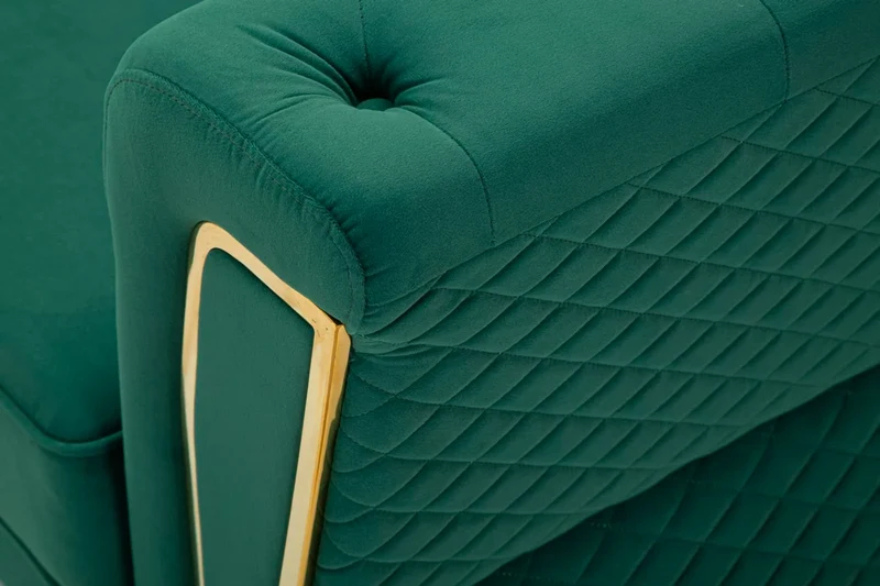 Canapé en velours vert avec coussins – Canapé 2 places Emy
