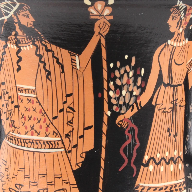 Canthare grec avec Niké et Zeus à figures rouges