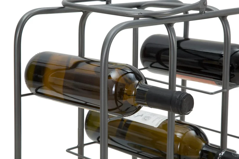 Casiers à vin en métal gris – Support carré pour 9 bouteilles
