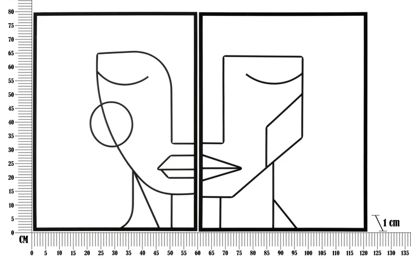 Décoration murale en métal avec visages abstraits (lot de 2)
