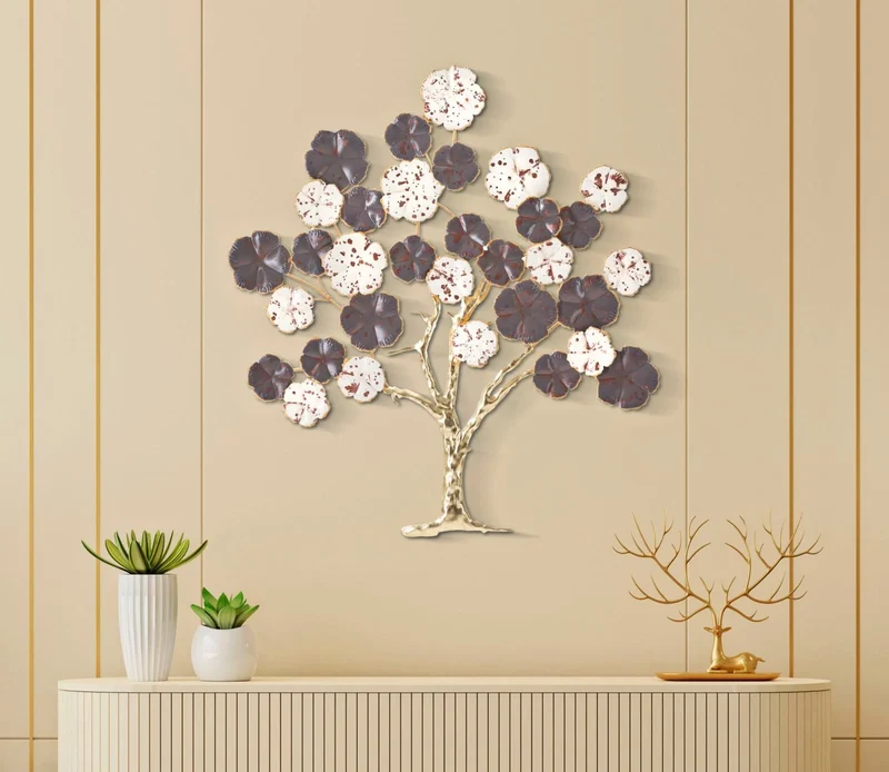 Décor mural en forme d’arbre floral en métal