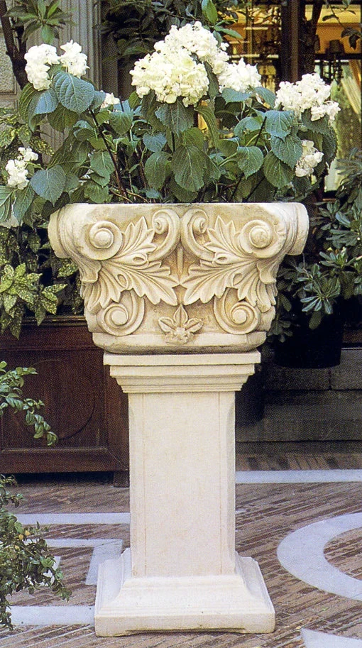 Chapiteau corinthienne grecque - grande sculpture en marbre blanc