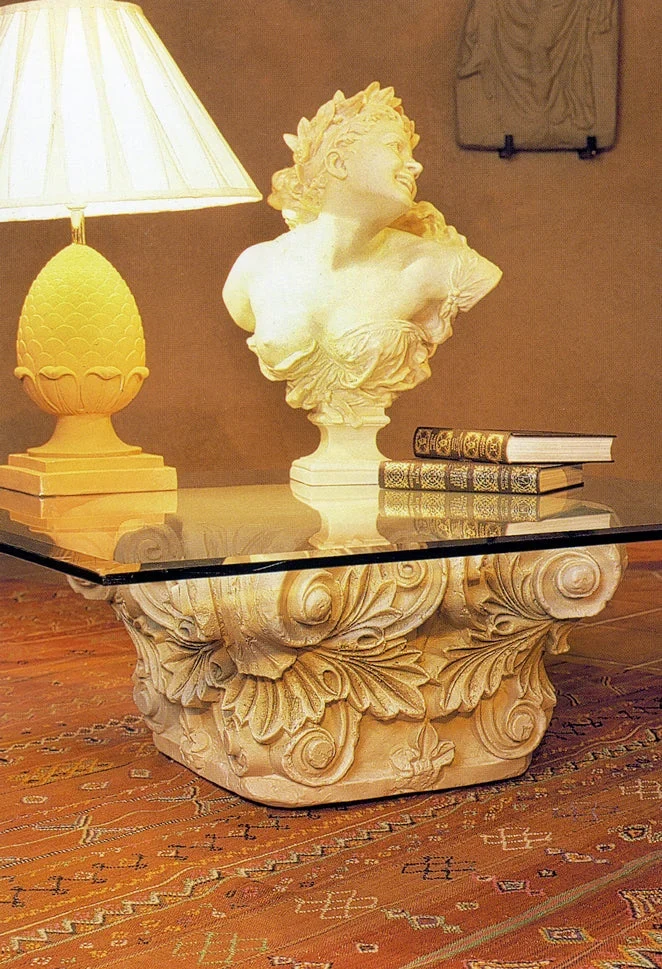 Chapiteau corinthienne grecque - grande sculpture en marbre blanc