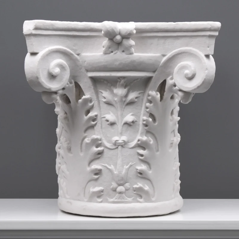 Chapiteau de la colonne toscane - grande sculpture en marbre blanc