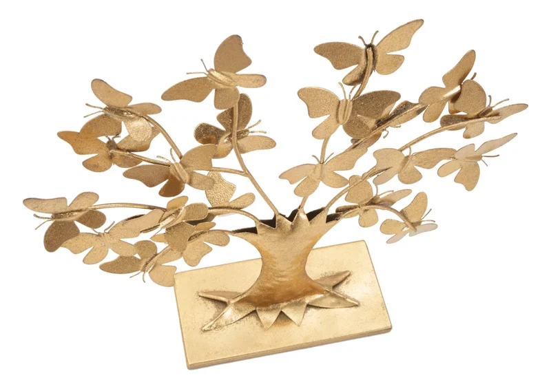 Décoration d’arbre en forme de papillon doré (sculpture moderne)