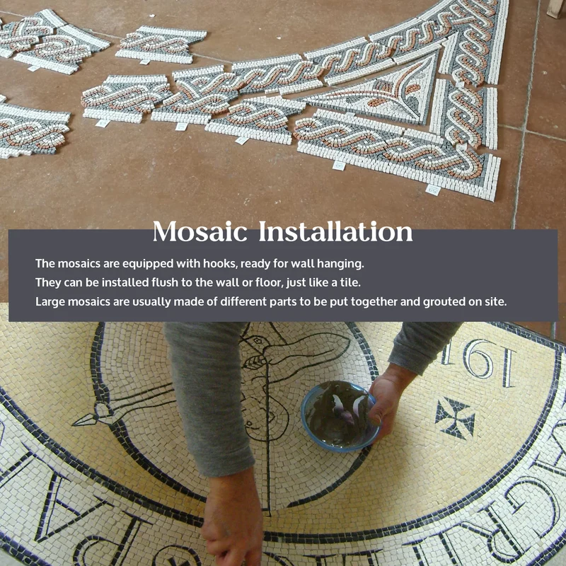 Mosaïque Cercle géométrique noir - en marble