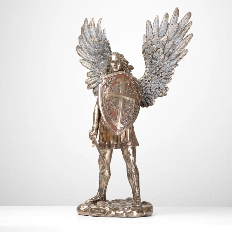 Sculpture de Saint Michel Archange – Défenseur du Ciel (Statue en bronze reconstitué)
