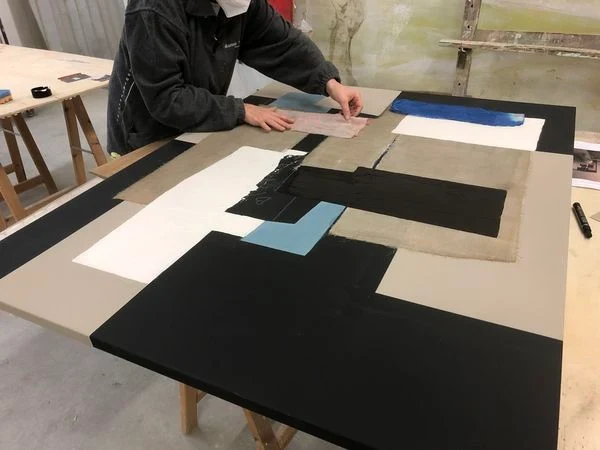 Peinture Fresque Contemporaine : Superpositions (réalisée avec des techniques mixtes)