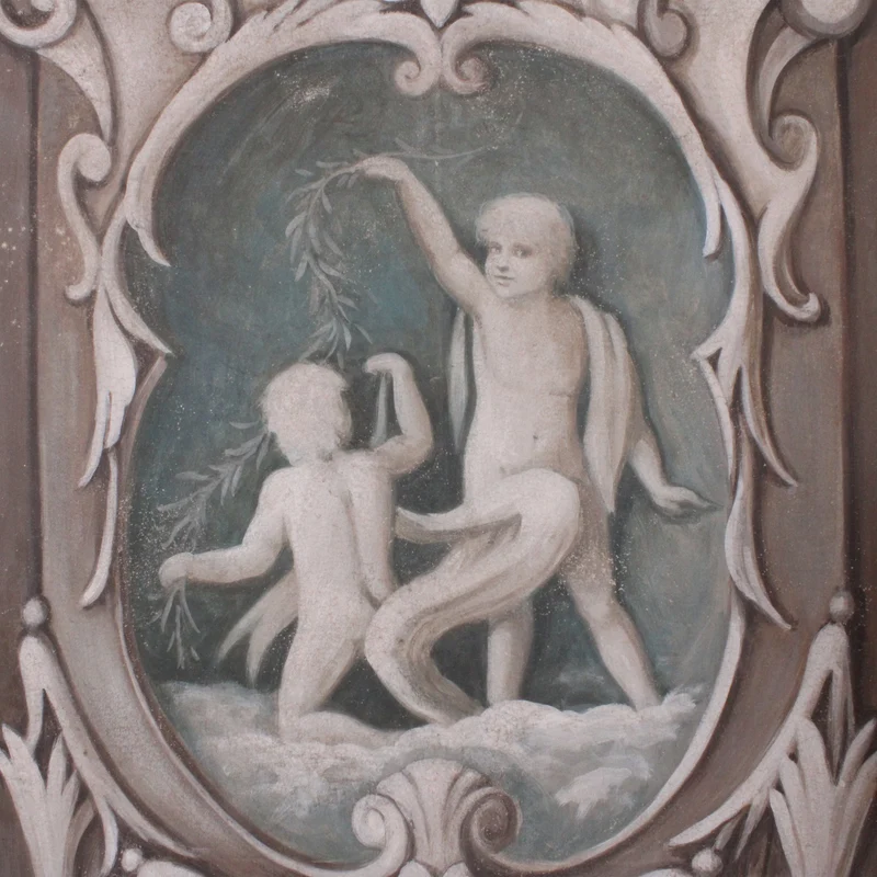 Peinture Fresque Renaissance : Colonne avec camée