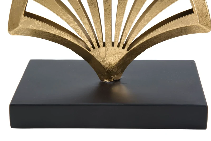 Sculpture décorative triple feuille de palmier dorée