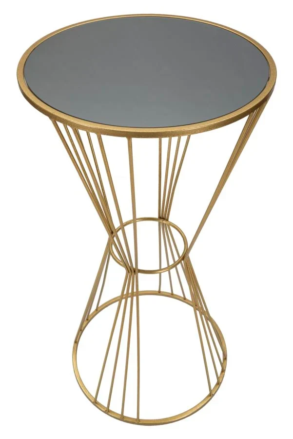 Petite table ronde en métal et verre doré