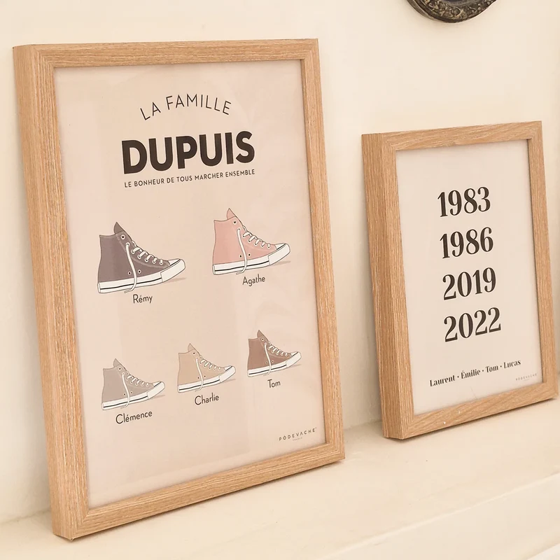 Affiche encadrée personnalisée Baskets Famille
